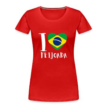 Brésil Ragoût de haricots de porc brésilien Feijoada - T-shirt bio Premium Femme - rouge - Devant - Mia (176cm)