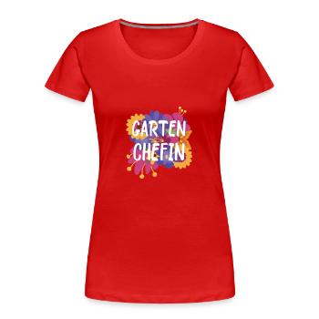 Schrebergarten Damen Chefin Gärtnerin Ruhestand - Frauen Premium Bio T-Shirt - Rot - Vorne - Mia (176cm)