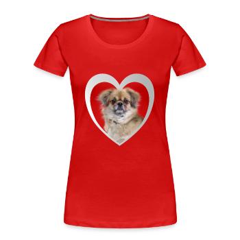 Tibet Spaniel Herz - I Love Tibet Spaniel - Frauen Premium Bio T-Shirt - Rot - Vorne - Mia (176cm)