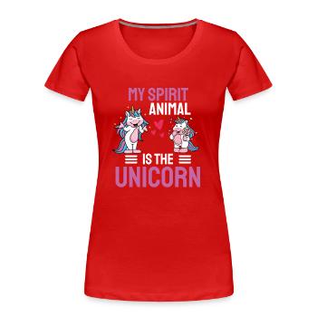 Einhörner Mein spirituelles Tier ist das Einhorn - Frauen Premium Bio T-Shirt - Rot - Vorne - Mia (176cm)