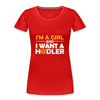 Je suis une fille et je veux un Hodler - T-shirt bio Premium Femme - rouge - Devant - Mia (176cm)