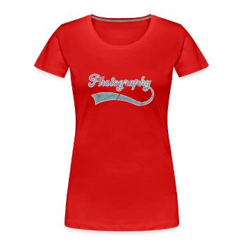 Lettrage de photographie - T-shirt bio Premium Femme - rouge - Devant - Mia (176cm)