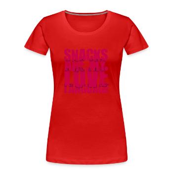 Les collations sont mon langage d’amour - T-shirt bio Premium Femme - rouge - Devant - Mia (176cm)