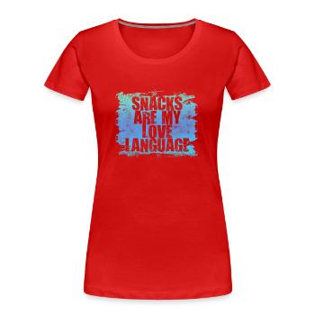 Les collations sont mon langage d’amour - T-shirt bio Premium Femme - rouge - Devant - Mia (176cm)