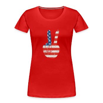 Patriotisches Friedenszeichen & USA Stars & Stripe - Frauen Premium Bio T-Shirt - Rot - Vorne - Mia (176cm)