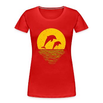 DOLPHINS PLAY - Women's Premium Organic T-Shirt - red - Front - Mia (176cm)