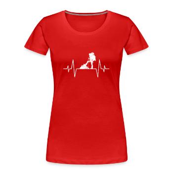 Wandern Wanderer Herzschlag - Frauen Premium Bio T-Shirt - Rot - Vorne - Mia (176cm)