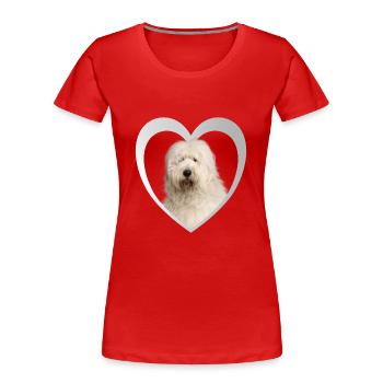 Bobtail Heart - J’aime Bobtail - T-shirt bio Premium Femme - rouge - Devant - Mia (176cm)