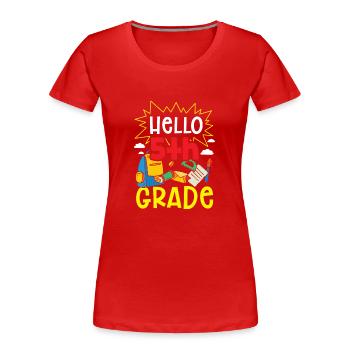 Hallo 5. Klasse Fünftklässler 5 Klasse Fünfte - Frauen Premium Bio T-Shirt - Rot - Vorne - Mia (176cm)