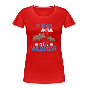Tier Mein spirituelles Tier ist das Wildschwein - Frauen Premium Bio T-Shirt - Rot - Vorne - Mia (176cm)