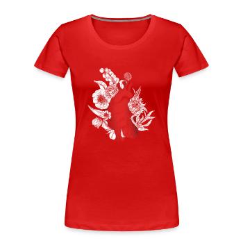 Cœur anatomique et fleurs - T-shirt bio Premium Femme - rouge - Devant - Mia (176cm)