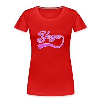 Yoga Schriftzug - Frauen Premium Bio T-Shirt - Rot - Vorne - Mia (176cm)