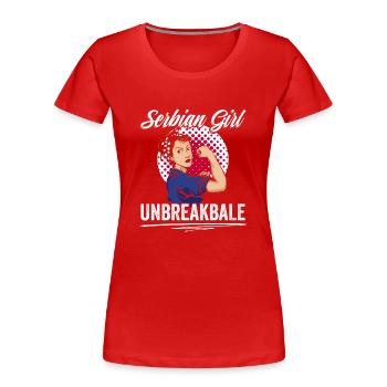 Awesome Serbian Girl Unbreakable For A Srbija - Women's Premium Organic T-Shirt - red - Front - Mia (176cm)