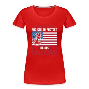 Sailor We Are Sailors - Women's Premium Organic T-Shirt - red - Front - Mia (176cm)