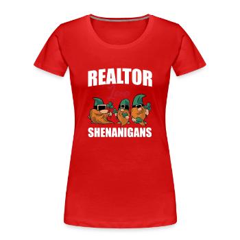 Immobilier St. Patrick’s Day Shenanigans Gnome - T-shirt bio Premium Femme - rouge - Devant - Mia (176cm)
