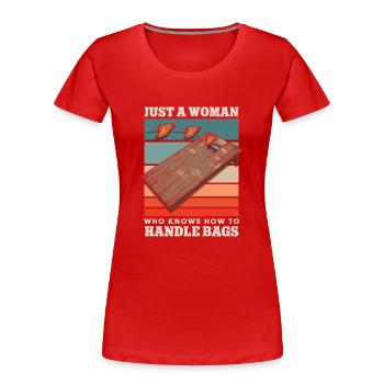 Women Bean Bags Cornhole - Women's Premium Organic T-Shirt - red - Front - Mia (176cm)