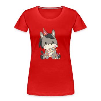 Esel zum Geburtstag für Kinder ein Geschenk - Frauen Premium Bio T-Shirt - Rot - Vorne - Mia (176cm)