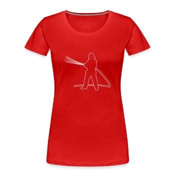 Pompiers tirés au sort - T-shirt bio Premium Femme - rouge - Devant - Mia (176cm)
