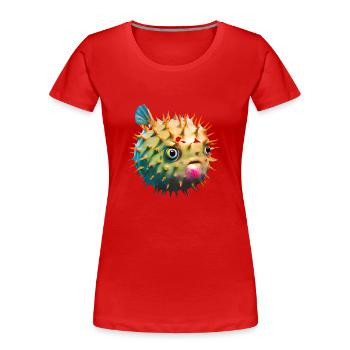 Poisson-globe gonflé - T-shirt bio Premium Femme - rouge - Devant - Mia (176cm)