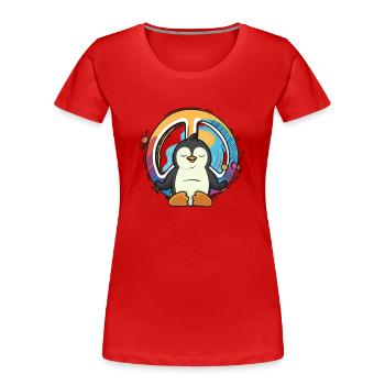Hippie Penguin Peace Sign Yoga Bird Hippies Animal - T-shirt bio Premium Femme - rouge - Devant - Mia (176cm)