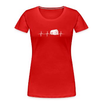 Big Barn Heartbeat - Women's Premium Organic T-Shirt - red - Front - Mia (176cm)