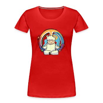 Hippie Sheep Peace Sign Yoga Lamb Hippies Animal - T-shirt bio Premium Femme - rouge - Devant - Mia (176cm)