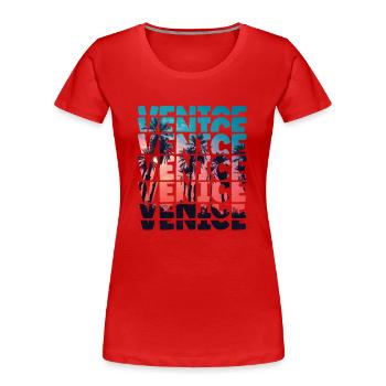 Venice Beach California Urlaub Ocean Palm Tree - Frauen Premium Bio T-Shirt - Rot - Vorne - Mia (176cm)