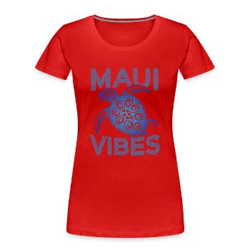 Polynesische blaue Stammesschildkröte Maui Vibes - Frauen Premium Bio T-Shirt - Rot - Vorne - Mia (176cm)