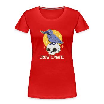 Krähe / Raben: Raven Lunatic - Frauen Premium Bio T-Shirt - Rot - Vorne - Mia (176cm)