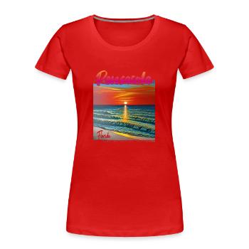 Coucher de soleil à Pensacola, Floride - T-shirt bio Premium Femme - rouge - Devant - Mia (176cm)
