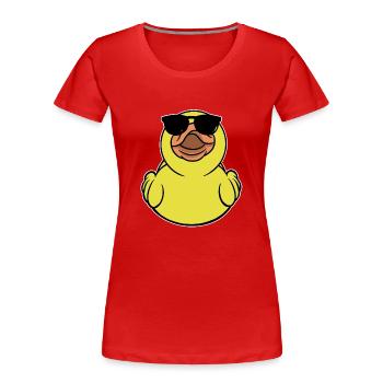 Gummi Ente Mit Sonnenbrille - Frauen Premium Bio T-Shirt - Rot - Vorne - Mia (176cm)