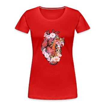 Cœur anatomique et fleurs - T-shirt bio Premium Femme - rouge - Devant - Mia (176cm)