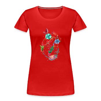 Cœur anatomique et fleurs - T-shirt bio Premium Femme - rouge - Devant - Mia (176cm)
