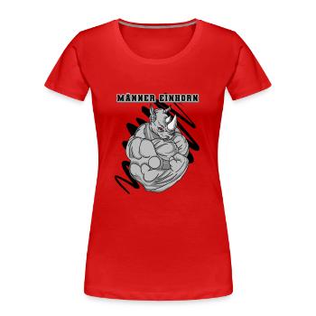 Muskulöses Männer Einhorn - Frauen Premium Bio T-Shirt - Rot - Vorne - Mia (176cm)