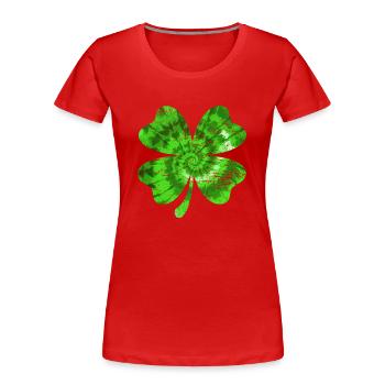 St Patrick's Day Tie Dye Shamrock Lucky Vintage - Women's Premium Organic T-Shirt - red - Front - Mia (176cm)