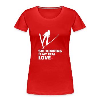 J’adore le saut à ski - T-shirt bio Premium Femme - rouge - Devant - Mia (176cm)