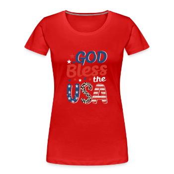 Gott segne die USA amerikanische Flagge patriot - Frauen Premium Bio T-Shirt - Rot - Vorne - Mia (176cm)