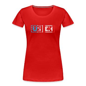 USA Pride US Flag Day USEH Canadian Canada - T-shirt bio Premium Femme - rouge - Devant - Mia (176cm)