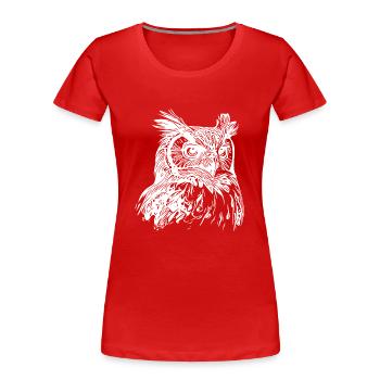 Elegant Vintage Forest Owl - Women's Premium Organic T-Shirt - red - Front - Mia (176cm)