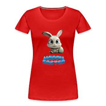 Funny Cute Happy Easter Bunny - Women's Premium Organic T-Shirt - red - Front - Mia (176cm)