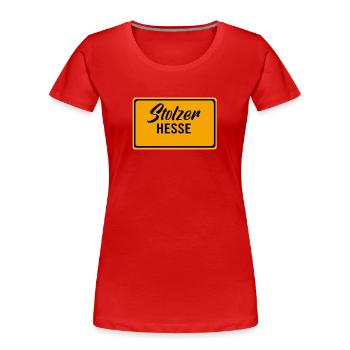 Hessen Hessener Wiesbaden Wiesbadener Stolz - Frauen Premium Bio T-Shirt - Rot - Vorne - Mia (176cm)