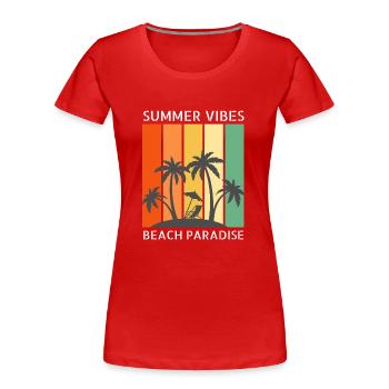 Ambiance estivale - Été, Vacances, Plage - T-shirt bio Premium Femme - rouge - Devant - Mia (176cm)