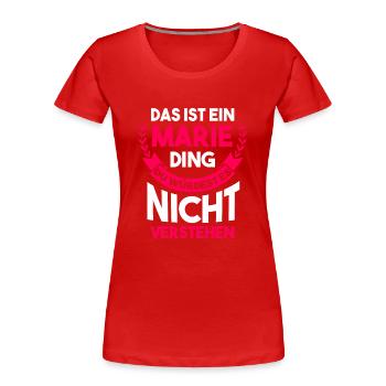 Marie - Frauen Premium Bio T-Shirt - Rot - Vorne - Mia (176cm)