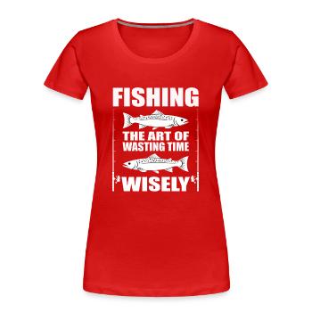 Funny angler fisherman - Women's Premium Organic T-Shirt - red - Front - Mia (176cm)