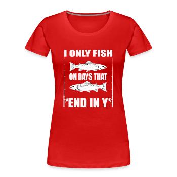 Funny angler fisherman - Women's Premium Organic T-Shirt - red - Front - Mia (176cm)