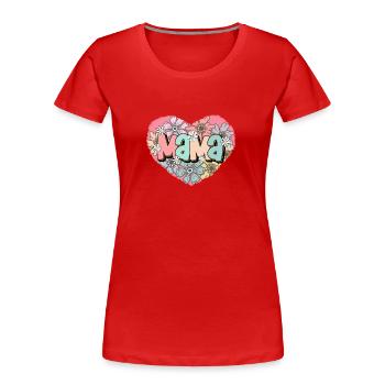 Mama - Floral Classic Herzform für Mama - Frauen Premium Bio T-Shirt - Rot - Vorne - Mia (176cm)