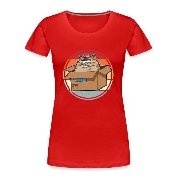 Katze Im Karton - Frauen Premium Bio T-Shirt - Rot - Vorne - Mia (176cm)