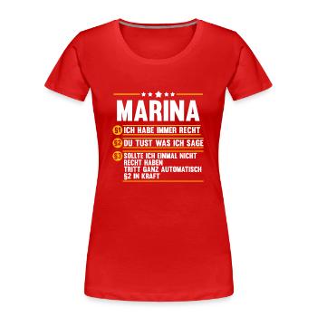 Marina - Frauen Premium Bio T-Shirt - Rot - Vorne - Mia (176cm)