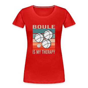 Boule Boccia Balle Sports Jeu de Boules de Pétanque - T-shirt bio Premium Femme - rouge - Devant - Mia (176cm)