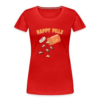 Happy Pills Siamese Cat Funny Kitten Lover Feline - Women's Premium Organic T-Shirt - red - Front - Mia (176cm)